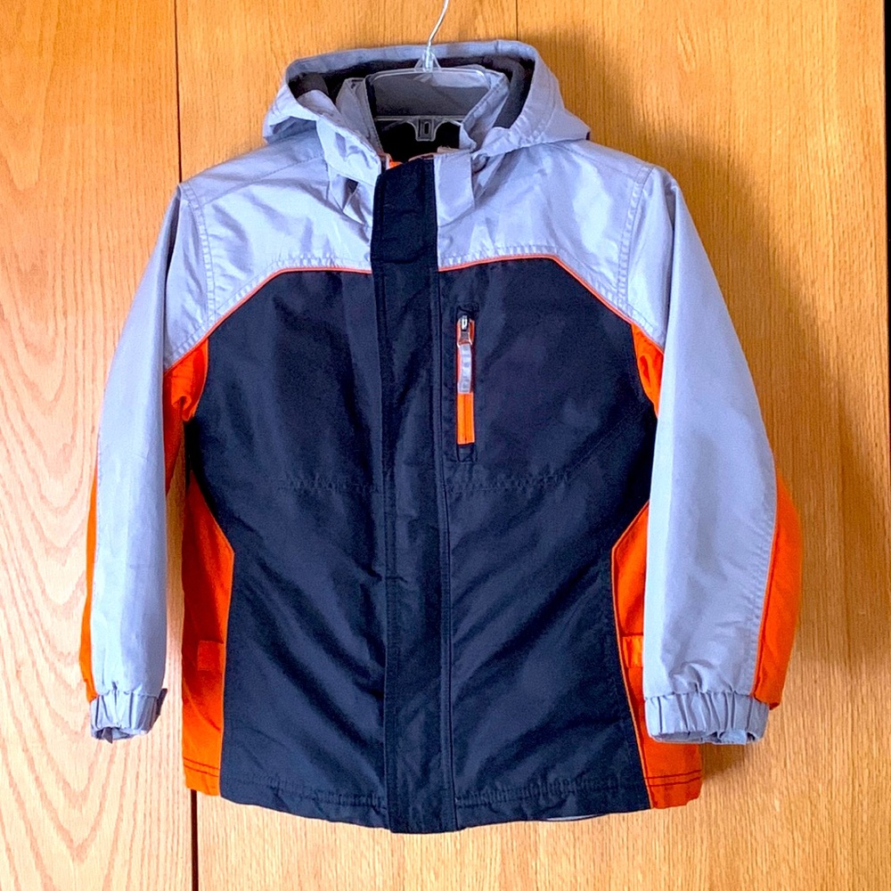 Cherokee 4 way coat system kids 6 - 7 orange gray fleece reversible inner jacket